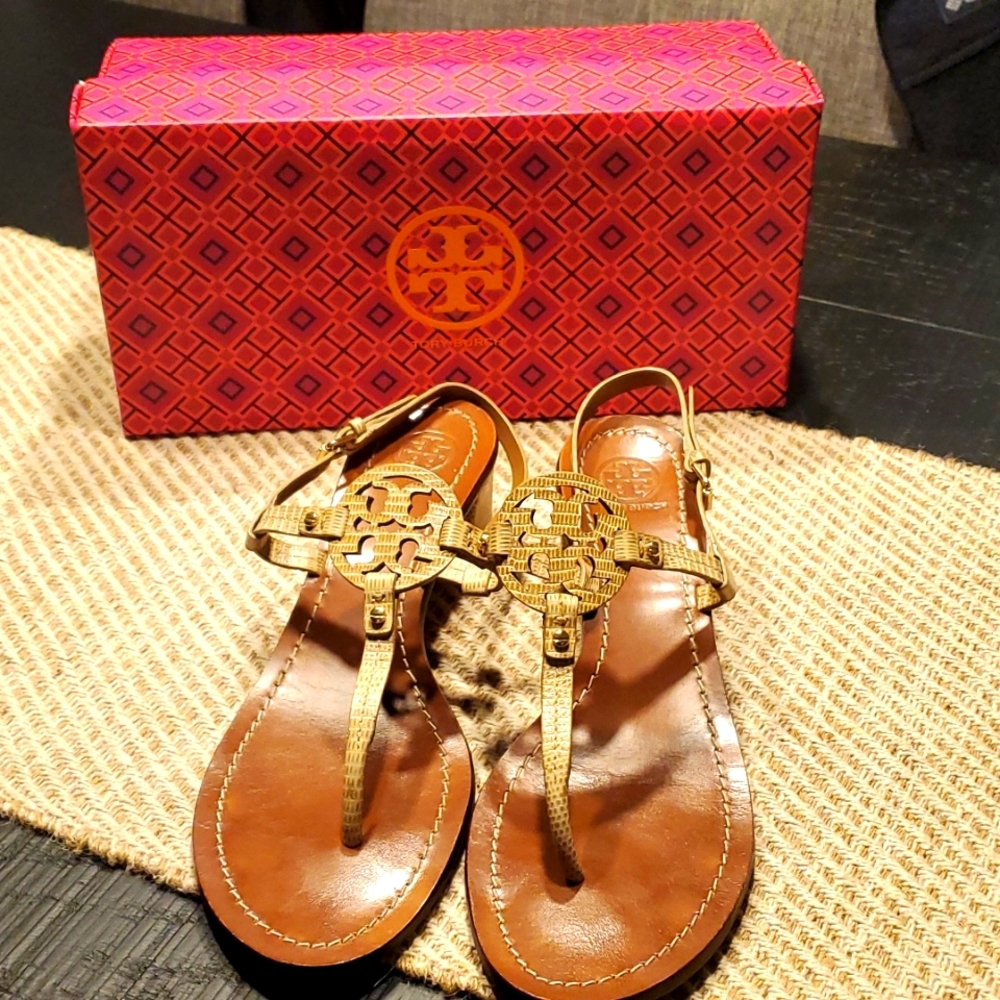 Tory Burch Mini Miller lizard print sandals